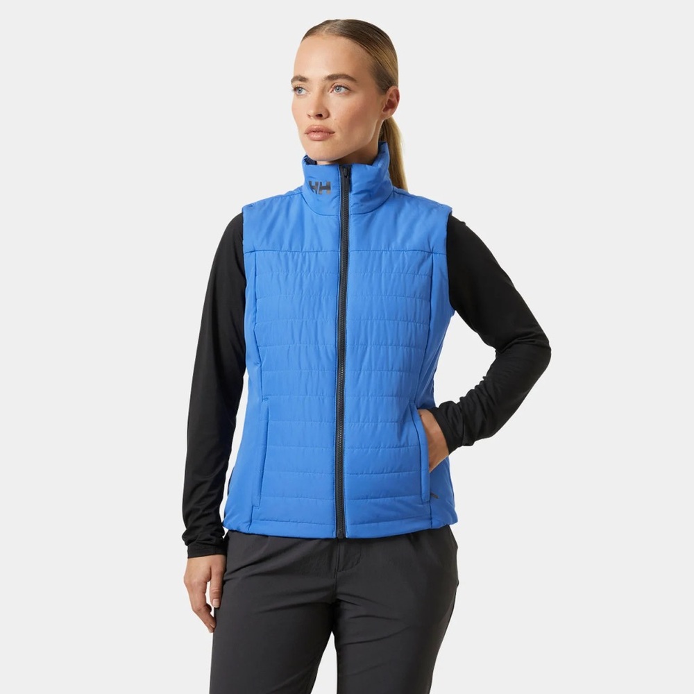 Helly Hansen Blue Quilted Vest with High Collar and Full-Length Zipper